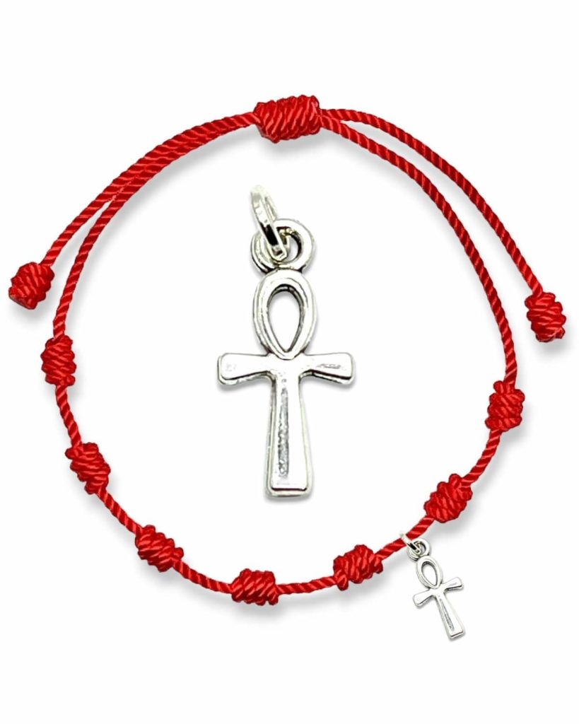 Pulsera 7 nudos con la cruz de la vida